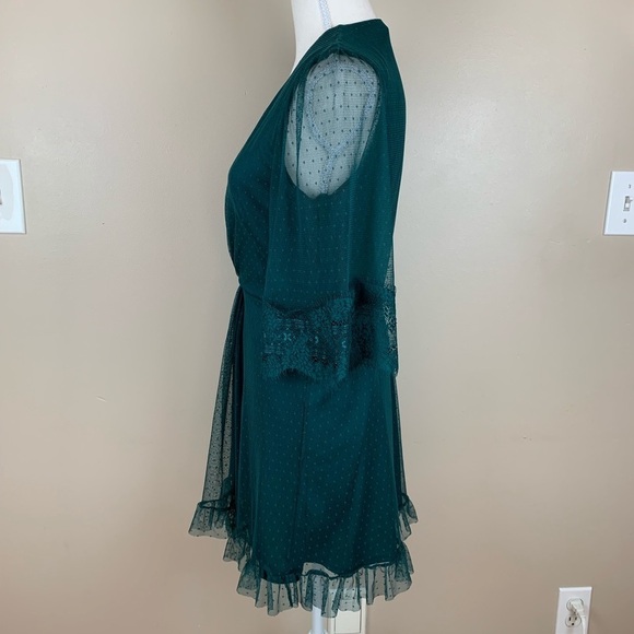 ASOS Green Mini Skater Dress with Lace. Size 6. - Picture 5 of 8